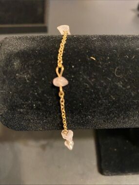 Fashion Jewelry Gold Chain Bracelet with Light Pink Pearl Charms